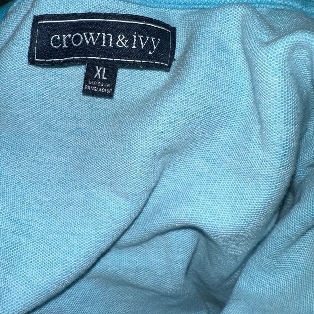 Men’s pre own as is Crown and Ivy size XL extra soft blue pullover quarter zip - Picture 3 of 4